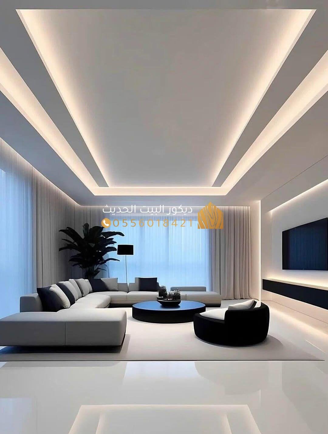 تصميم فلل كبيرة مع ديكورات متكاملة بالرياض